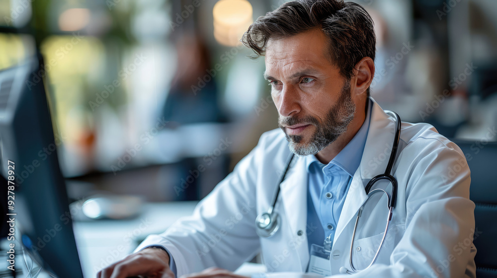 A doctor conducting a virtual consultation with a patient on a computer screen, highlighting the convenience of telemedicine A doctor conducting a virtual consultation with a patient on a computer screen, highlighting the convenience of telemedicine