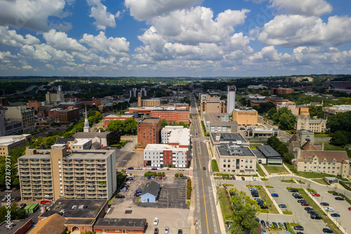 Aerial view of Youngstown State University campus in Youngstown downtown, Ohio was founded in 1908.