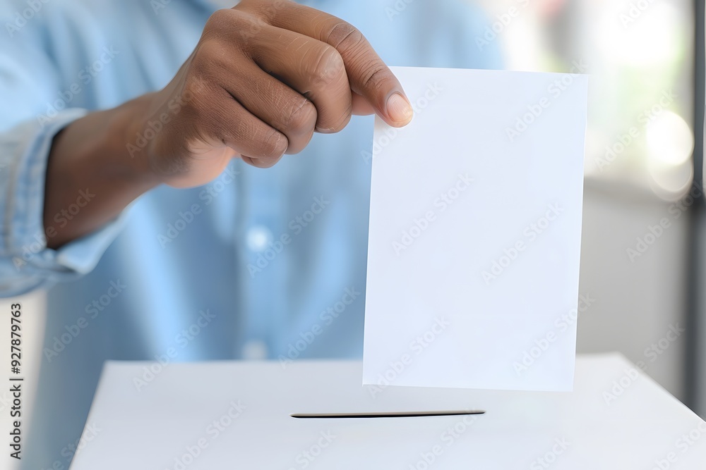 Man's hand down the ballot in the ballot box. Man's hand down the ballot in the ballot box.