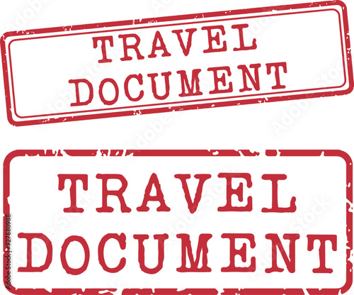 Travel Document Rubber Stamp Vector Set