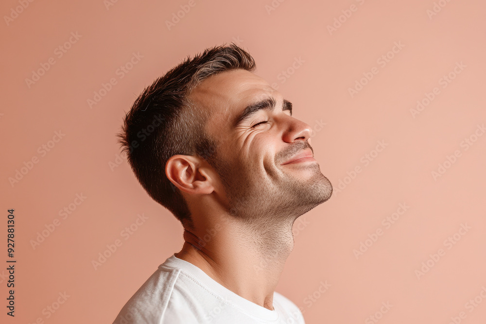 A close up of a man's face with his eyes closed A close up of a man's face with his eyes closed