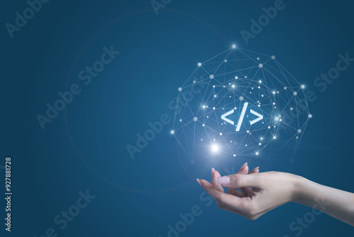 Naklejka Concept of programming process.