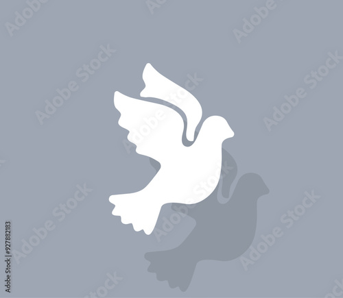 Vector icon of white color with shadow on gray background