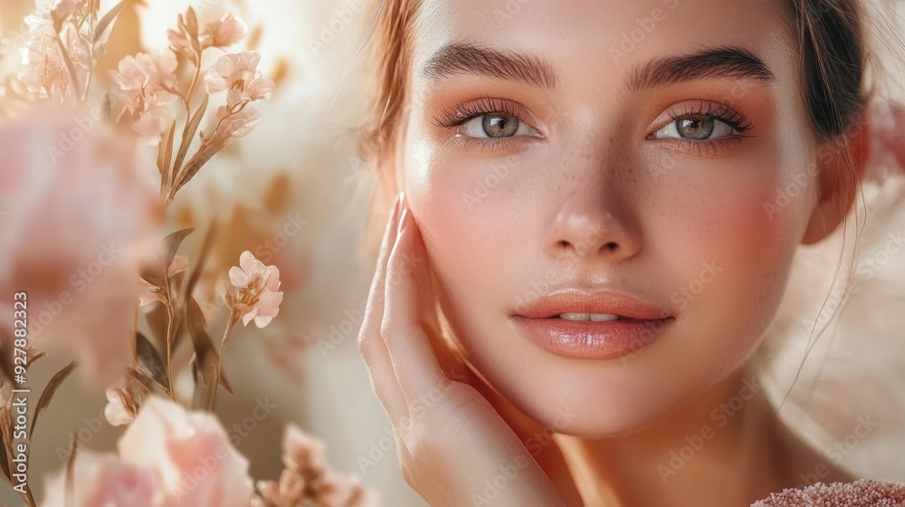 Closeup Portrait of a Woman with Flowers Closeup Portrait of a Woman with Flowers