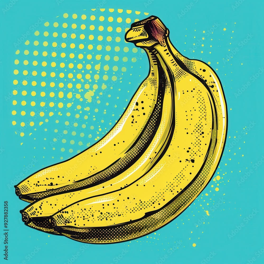 Artistic comic style illustration drawing of banana fruit