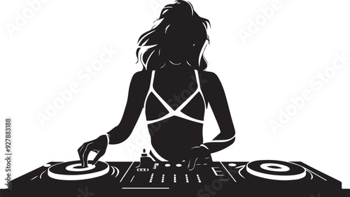 Woman DJ Vector Silhouette