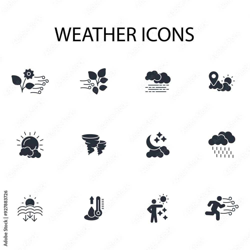 Weather icon set.vector.Editable stroke.linear style sign for use web design,logo.Symbol illustration. Weather icon set.vector.Editable stroke.linear style sign for use web design,logo.Symbol illustration.