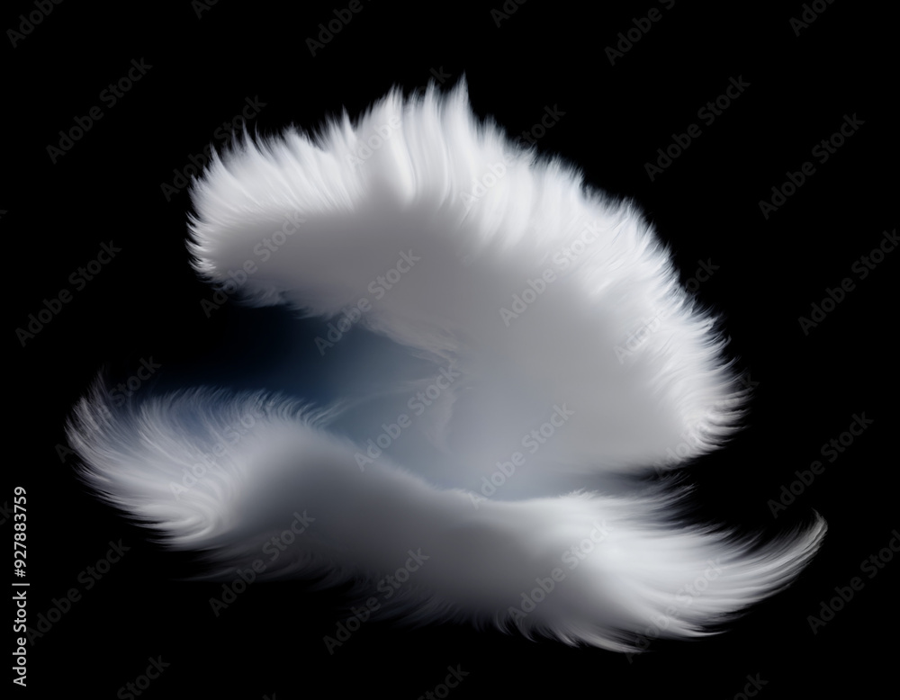 Obraz premium White cirrus cloud isolated on black background
