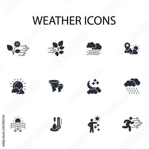 Weather icon set.vector.Editable stroke.linear style sign for use web design,logo.Symbol illustration.