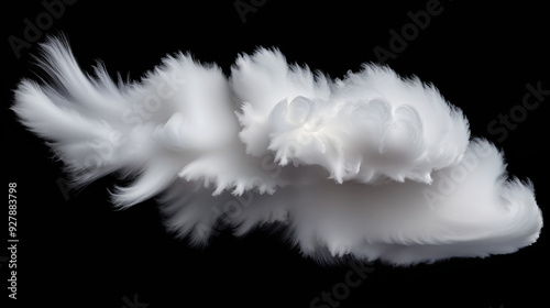 White cirrus cloud isolated on black background photo