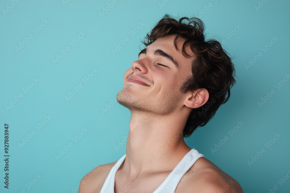 A close up of a man's face with his eyes closed A close up of a man's face with his eyes closed