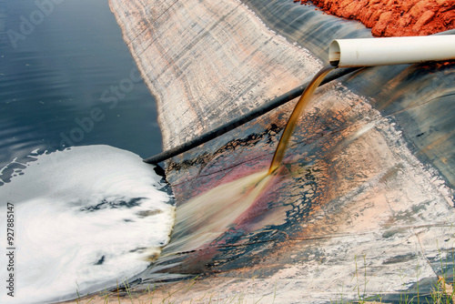 Discharge of leachate, captured by the disposal of organic waste in the Goiânia landfill. Goiás, Brazil, 2020