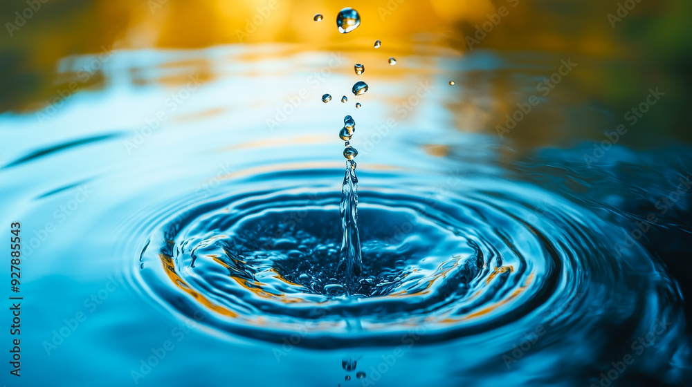Drops falling into water. Macro photography. Drops falling into water. Macro photography.