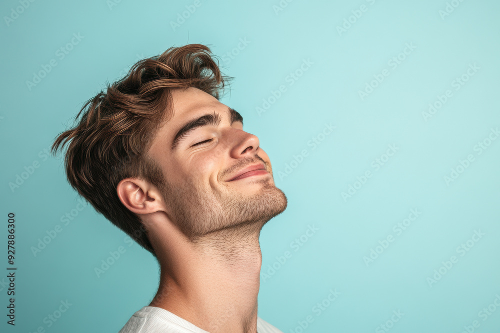 A close up of a man's face with his eyes closed A close up of a man's face with his eyes closed