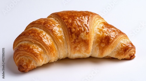 A Freshly Baked Croissant on a White Background