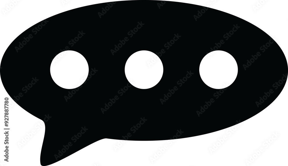 Message Bubble with Three Dots Icon - Black Speech Bubble Symbol, High-Resolution Vector Graphic, Ideal for Chat, Communication, and Messaging Interfaces Message Bubble with Three Dots Icon - Black Speech Bubble Symbol, High-Resolution Vector Graphic, Ideal for Chat, Communication, and Messaging Interfaces