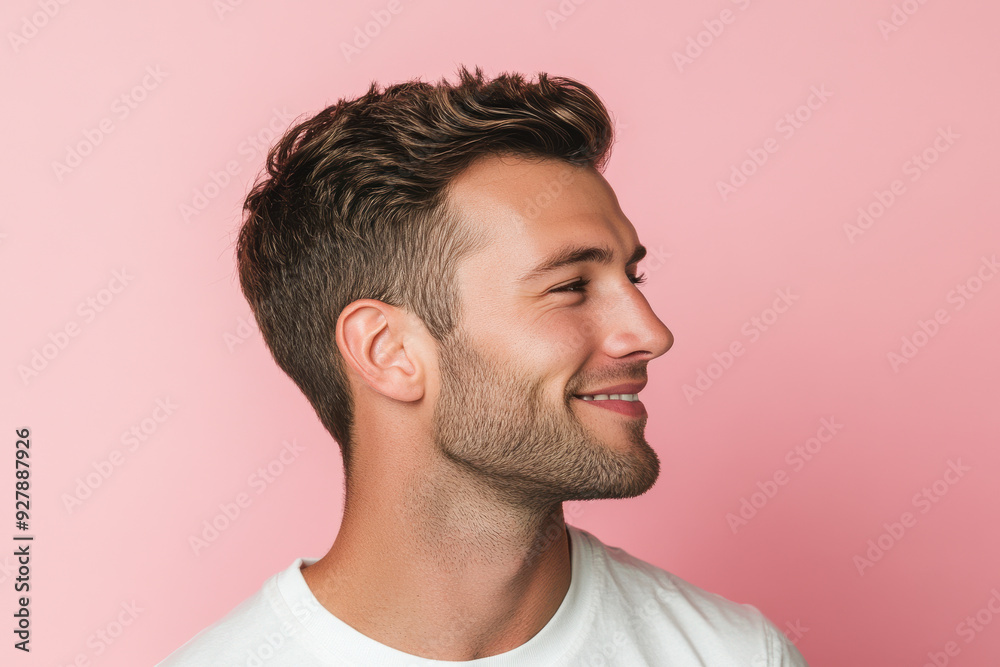 Obraz premium A close up of a man's face with his eyes closed