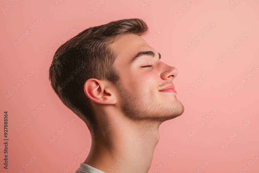 A close up of a man's face with his eyes closed A close up of a man's face with his eyes closed
