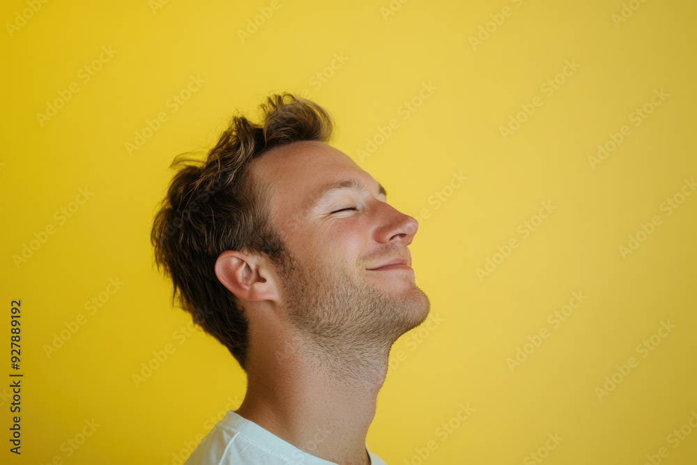 A close up of a man's face with his eyes closed A close up of a man's face with his eyes closed