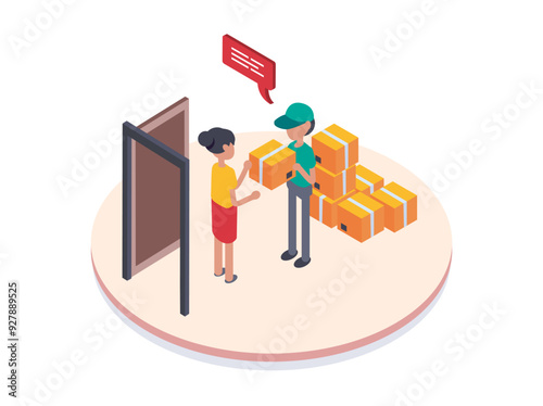 Delivery. A courier brought a package to a woman