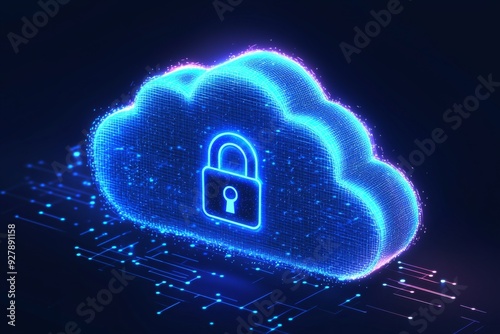 Wallpaper Mural Illustration of Cloud Security Services Technology created with Generative AI Torontodigital.ca