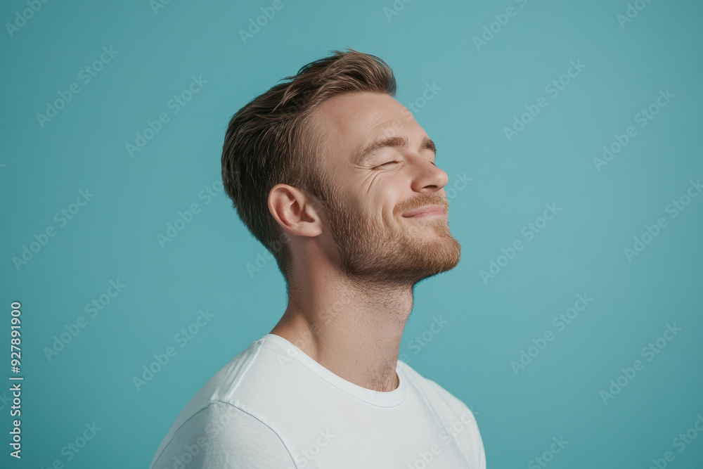A close up of a man's face with his eyes closed A close up of a man's face with his eyes closed