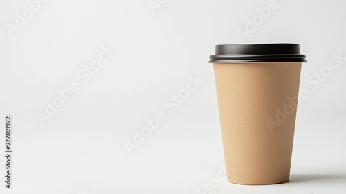 paper coffee cup isolated on a white background, coffee cup with copy space