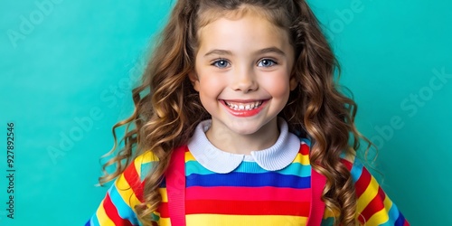 Portrait of Young Happy Girl Looks in Camera