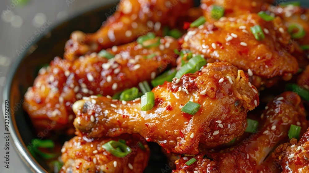 Korean style fried chicken with spicy sauce Korean style fried chicken with spicy sauce