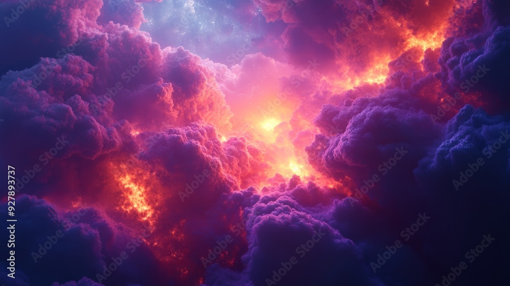 Fototapeta premium Sentient cloud civilization, atmospheric beings