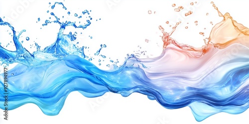 Un'esplosione dinamica di acqua blu catturata in movimento, con gocce e onde fluide che creano un effetto visivo trasparente e rinfrescante, perfetto per concetti di freschezza e vitalità. © Dario Berardi