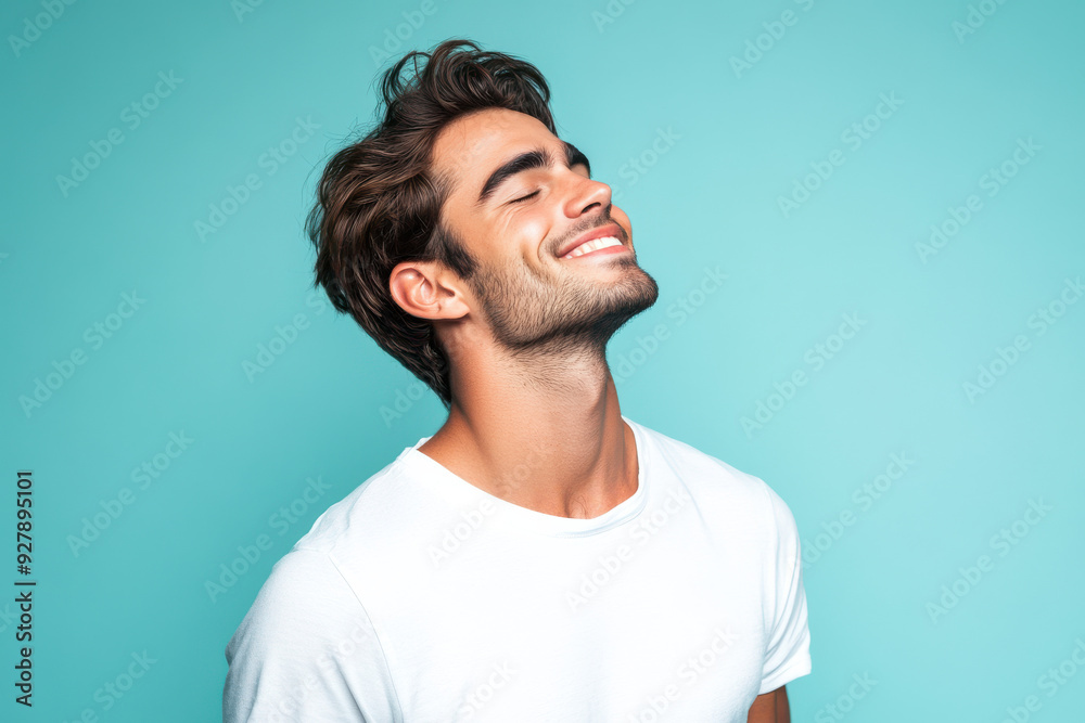 A close up of a man's face with his eyes closed A close up of a man's face with his eyes closed