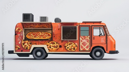 Wallpaper Mural A clipart illustration of a pizza truck, with ample space for promotional content. Torontodigital.ca
