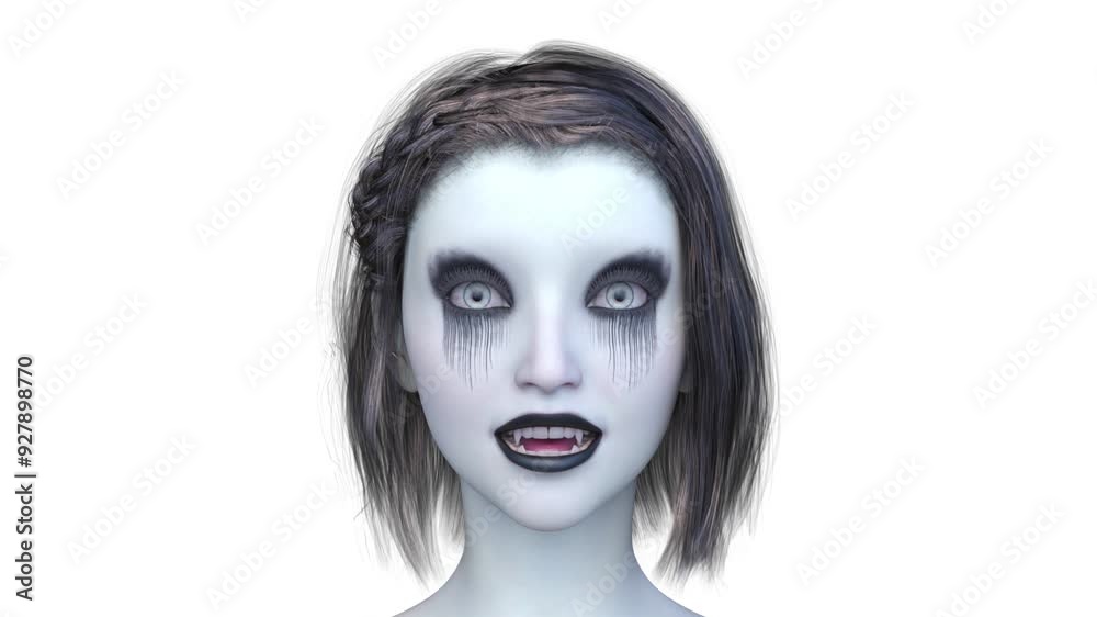 ホラーメイクアップの女性　3DCGレンダリング