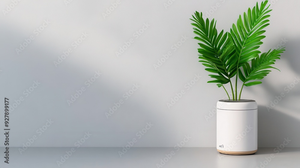 A modern interior scene featuring a stylish potted plant in a ceramic pot against a minimalist backdrop. A modern interior scene featuring a stylish potted plant in a ceramic pot against a minimalist backdrop.