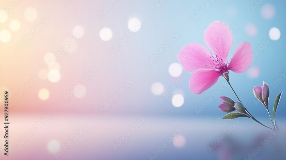 Fototapeta premium Single pink flower with bokeh background.