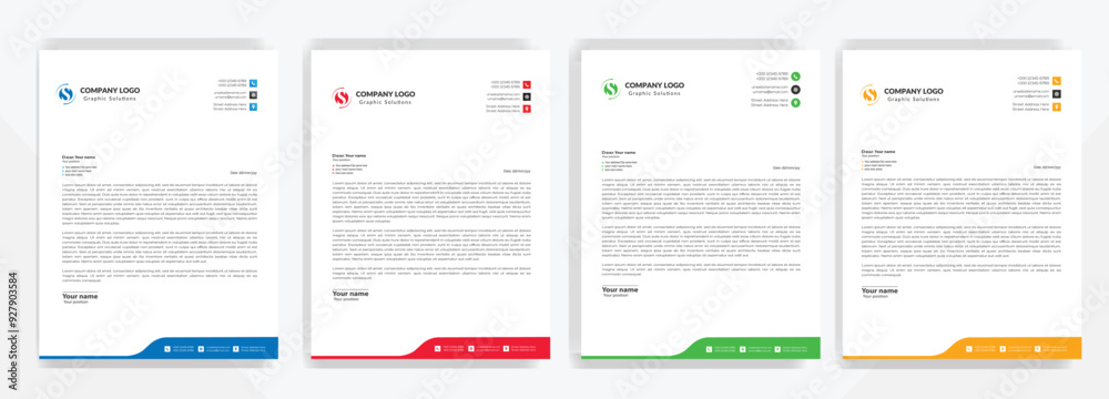 Modern corporate letterhead template design. Creative and Professional business letterhead design template . Letter head stationery layout vector design. Letterhead template in flat style. Modern corporate letterhead template design. Creative and Professional business letterhead design template . Letter head stationery layout vector design. Letterhead template in flat style.