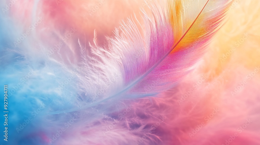 A Single Feather with a Gradient of Colors A Single Feather with a Gradient of Colors