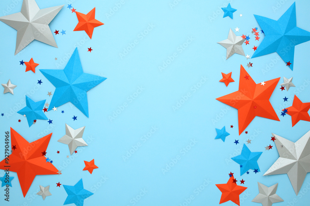 Fototapeta premium American flag stars on blue background. Happy Independence day, President's Day, Labor day concept.