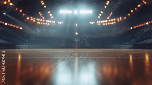 Basketball Court Under Bright Lights