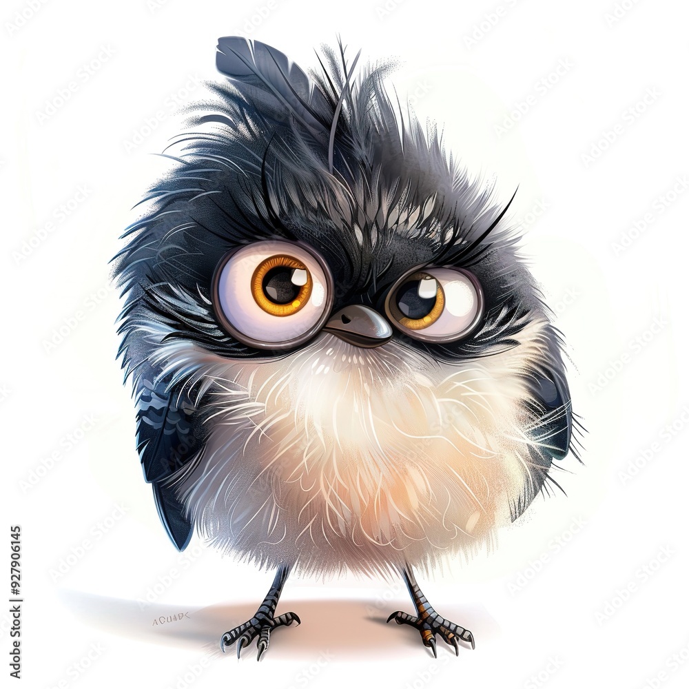 Fototapeta premium Chickadee Pride emotion fantasy animal cartoon isolated whitebackground