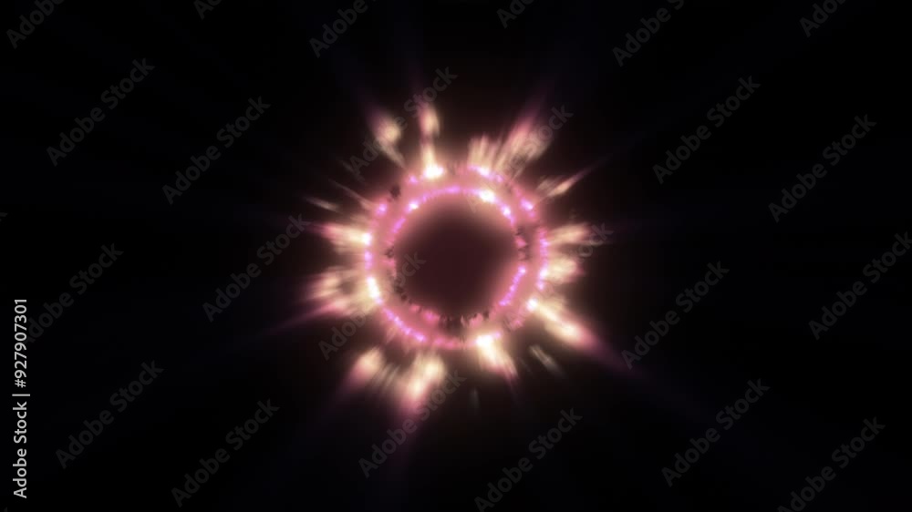 Abstract Warm Light Ray Ring Formation Looping Background Abstract Warm Light Ray Ring Formation Looping Background