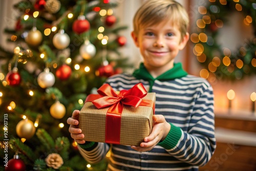 child with christmas gifts