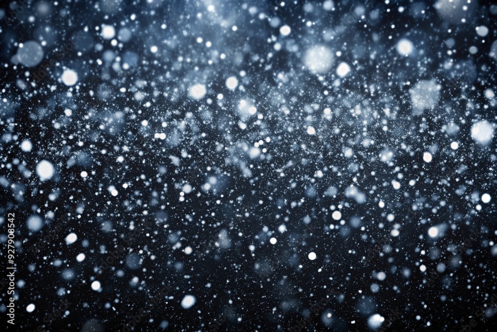 Obraz premium Falling Snow on the Black Background
