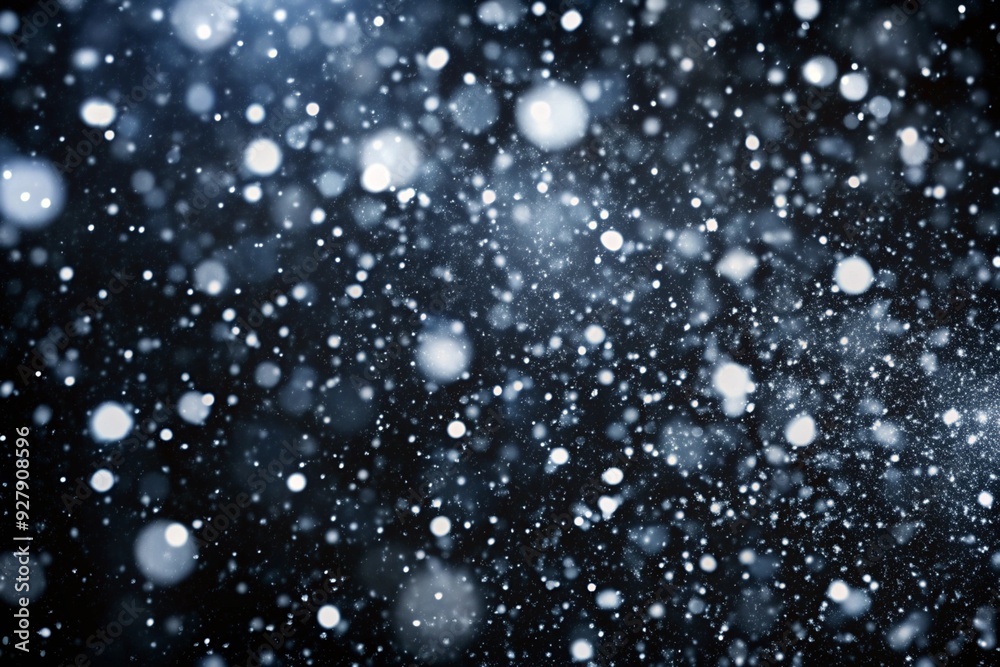 Falling Snow on the Black Background Falling Snow on the Black Background