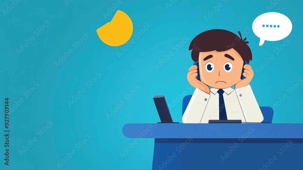 Young business character feeling bored during a phone chat Young business character feeling bored during a phone chat