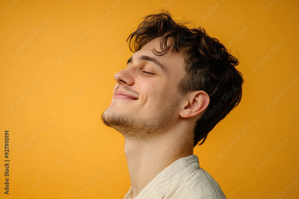 A close up of a man's face with her eyes closed A close up of a man's face with her eyes closed