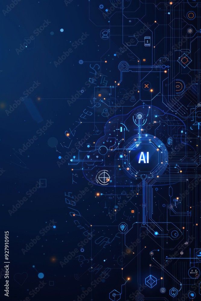 Blue and Gray AI Circuit Background Blue and Gray AI Circuit Background