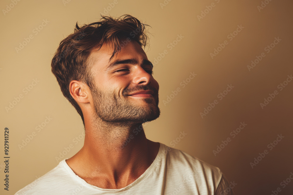 A close up of a man's face with her eyes closed A close up of a man's face with her eyes closed