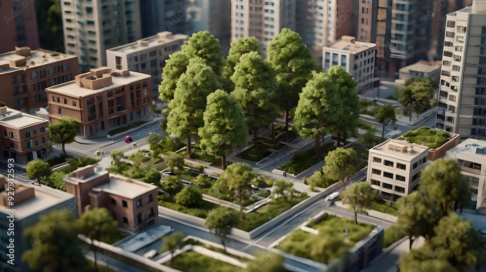 A 3D-rendered scene of a miniature tree model set in the center A 3D-rendered scene of a miniature tree model set in the center